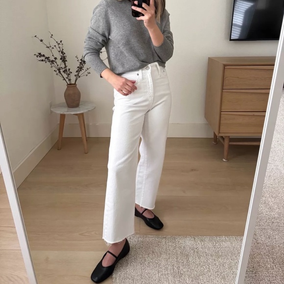 J. Crew Slim Wide Leg White Jeans - Picture 2 of 6
